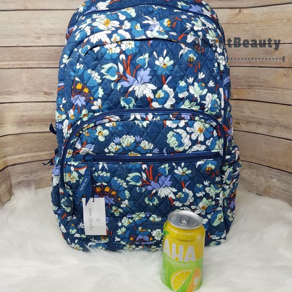 VERA BRADLEY Essential Large Backpack  Floral Blue Bursts Lunch Bunch Set New - Picture 16 of 16